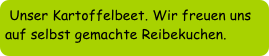 Unser Kartoffelbeet. Wir freuen uns auf selbst gemachte Reibekuchen.